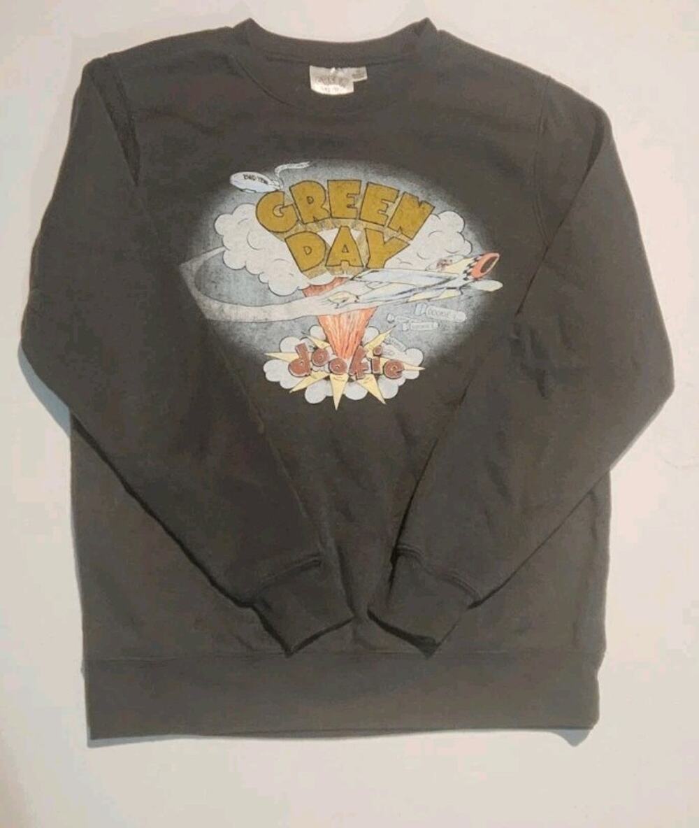 Green Day Dookie Small Album Logo Official Long Sleeve Crewneck Sweatshirt Black